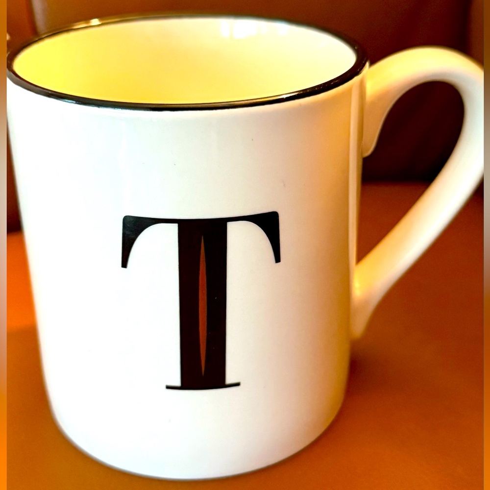 Threshold "T” Ceramic Coffee Tea Cup Hot Cocoa Mug Initial Stoneware Monogram